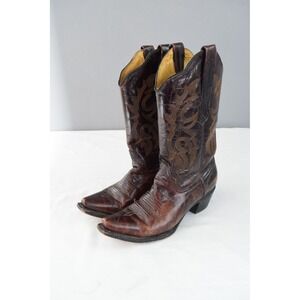 Corral Boots 7 Crackle Leather Cowboy Western Boots Brown Snip Toe Cowgirl
